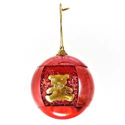 Украшение новогоднее (подвесное) "Золотой мишка" d=8см. (полимеры) (упаковочный пакет)