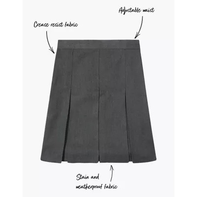 Girls' Plus Fit Permanent Pleats School Skirt (2-18 Yrs)
