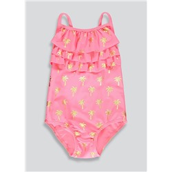 Girls Mini Me Palm Print Swimming Costume (9mths-6yrs)