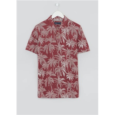 Big & Tall Palm Print Short Sleeve Jersey Shirt