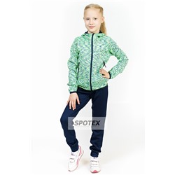 1Спортивный костюм детский  для девочки 173-1 микс зеленый эластан-стрейч