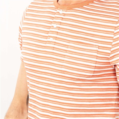 Узкая футболка с воротом на пуговицах - оранжевый