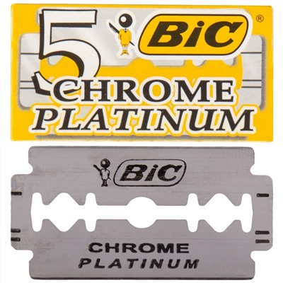 Лезвия для бритья классические двусторонние BIC Chrome Platinum 5шт.(20X5шт. =100 лезвий) в коробке