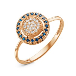 Золотое кольцо с фианитами синего цвета - 968