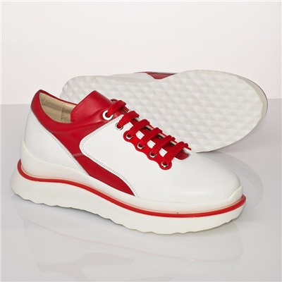 Женские кожаные кроссовки V.Arimany V1286 Белый+Красный: Под заказ