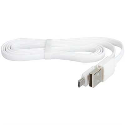 USB кабель micro USB 1.0м (без упаковки) ПЛОСКИЙ белый