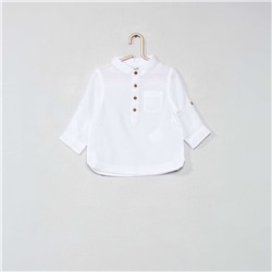 Рубашка из хлопка-вуали с воротником «Мао» - белый
