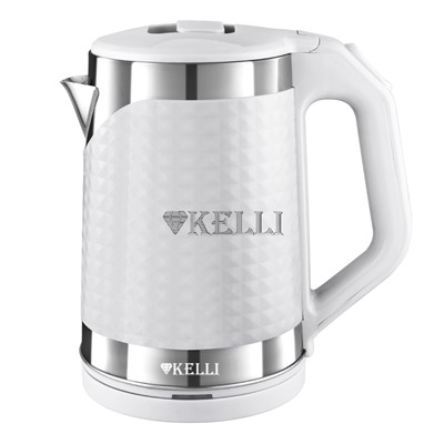 Чайник Kelli KL-1372W 2200Вт 2,0 л Белый корпус металл/пластик (двойные стенки) (12)    оптом