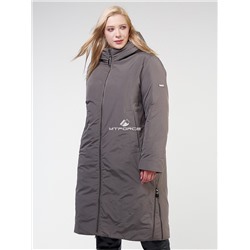Женская зимняя классика куртка большого размера коричневого цвета 114-935_48K