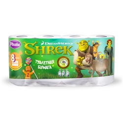 Туалетная бумага Plushe Classic Shrek, 2 сл., 8 рул., белая
