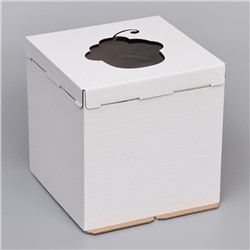 Коробка под торт с окном, "Пироженка", белая, 30 х 30 х 30 см