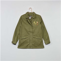 Куртка с нашивками в стиле милитари - зеленый