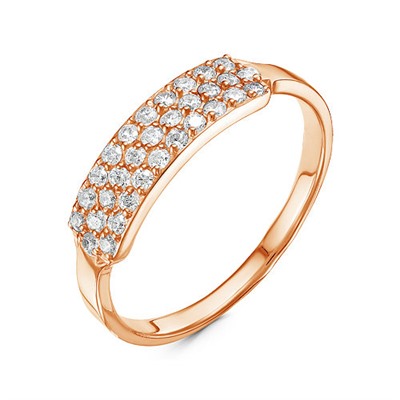 Золотое кольцо с бесцветными фианитами - 1140
