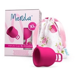 Merula Menstruationstasse pink XL Мерула Менструальная чаша, размер XL для обильных дней, розовая