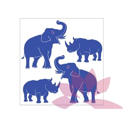 Наклейки 4 в 1 "Голубой Слон и Носорог" от звезды #7 для окон дома и авто