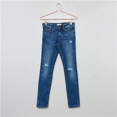 Облегающие джинсы с эффектом поношенности - голубой