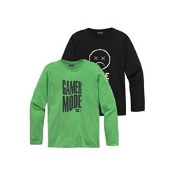 2Er Pack La-Shirt Gamer, Размер 176, Производитель KIDSWORLD, Цвет schwarz+lime