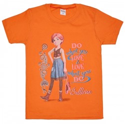 Футболка детская "What do you love ballerina" для девочки (оранжевый)