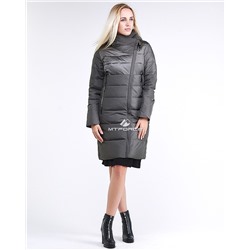 Женская зимняя молодежная куртка стеганная светло-серого цвета 870_05SS