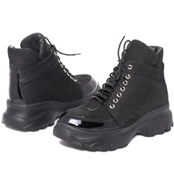 Женские кожаные ботинки Lacs LA20566 Черный Лак+Нубук: Под заказ