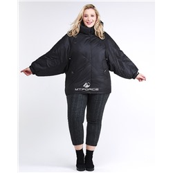 Женская зимняя классика куртка большого размера черного цвета 78-902_701Ch