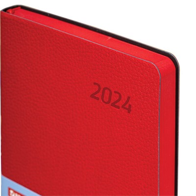 Ежедневник датированный 2024 А5 138x213 мм BRAUBERG "Stylish", под кожу, гибкий, красный, 114895