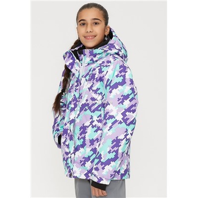 Подростковый для девочки зимний горнолыжный костюм фиолетового цвета 01774F