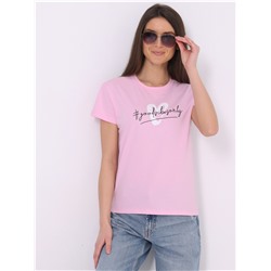 футболка 1ЖДФК2657001; светло-розовый14 / Сердце с хэштегом