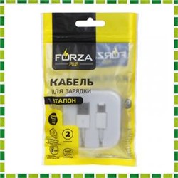 FORZA Кабель для зарядки "ЭТАЛОН" Micro USB, 1м, 2А, коннект с ПК, в пластиковом боксе, белый