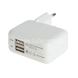 СЗУ 2 USB выхода для iPhone 12W 2.4A/5V 1A LED charging display белый (в коробке)