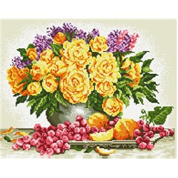 Алмазная мозаика 40x50 - Натюрморт с желтыми розами