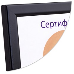 Рамка для сертификата DB8 21x30 (A4) 5006-8B черный, МДФ со стеклом		артикул 5-34791