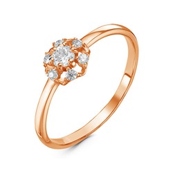 Золотое кольцо с бесцветными фианитами - 1139