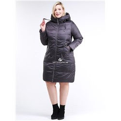 Женская зимняя классика куртка большого размера темно-серого цвета 98-920_58TC
