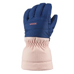 Перчатки лыжные теплые водонепроницаемые для детей сине-розовые 500 WEDZE