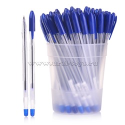 Ручка шариковая масляная СТАММ "VeGa", корпус прозрач., толщ. письма 0,7мм. синяя