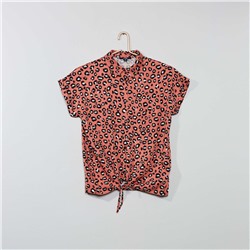 Рубашка леопардовой расцветки с короткими рукавами - розовый