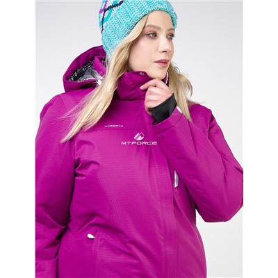 Женская зимняя горнолыжная куртка большого размера фиолетового цвета 11982F