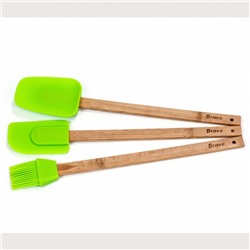 Набор лопаток кисточки силик 166 BRAVO 30см с бамбук ручкой (24)
