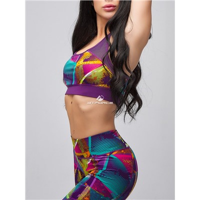 Женский всесезонный костюм для фитнеса фиолетового цвета 21102F