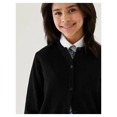 Girls' Pure Cotton School Cardigan (9-18 Yrs)