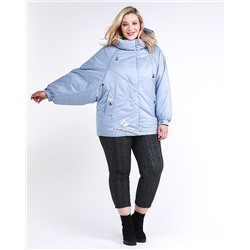 Женская зимняя классика куртка большого размера голубого цвета 78-902_2Gl