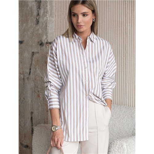 Свободная блузка с цельнокроеным рукавом Рост/размер/цвет 170/56/белый-бежевый