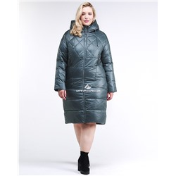 Женская зимняя классика куртка стеганная темно-зеленного цвета 105-918_16TZ