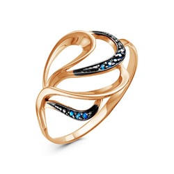 Золотое кольцо с фианитами синего цвета - 981