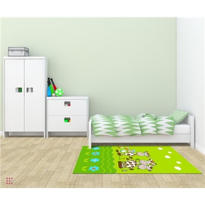 Детский велюровый ковёр "Коровки", 1х1,5 м, зеленый