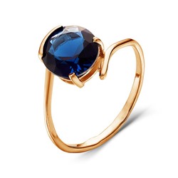 Золотое кольцо с синим фианитом - 558