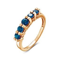 Золотое кольцо с синими фианитами -  582