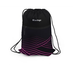 Мешок для обуви 1 отделение Berlingo "Black and pink geometry", 360*470мм, карман на молнии