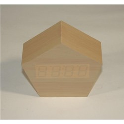 Часы(деревянные) VST-875 коричневый синие символы дата+термометр будильник управление голосом  (80) оптом